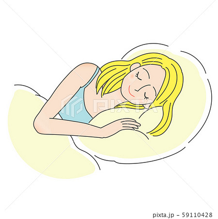 眠る女性のイラスト 睡眠のイラスト素材