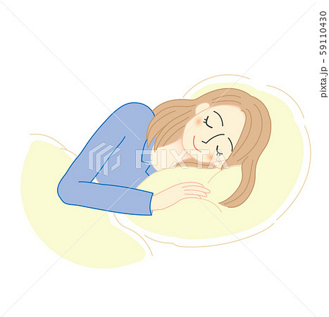 眠る女性のイラスト 睡眠のイラスト素材