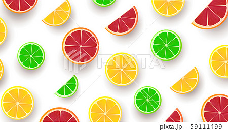 Citrus Fruit Slices Pattern Digital Wallpaper のイラスト素材