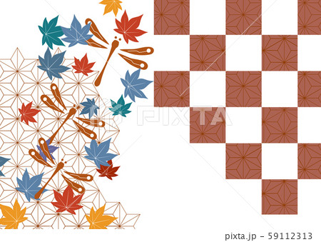 トンボをモチーフに和紋様をあしらった和柄カットのイラスト素材