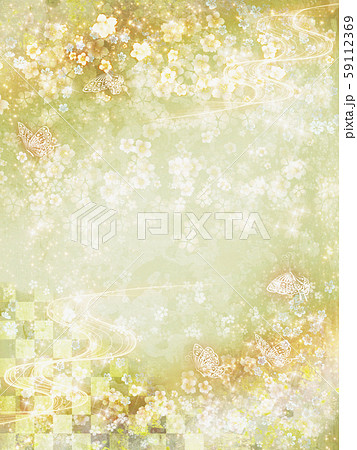 桜の舞い散るキラキラの背景　水彩画風　縦 59112369