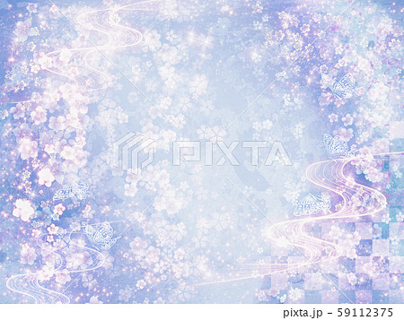 桜の舞い散るキラキラの背景　水彩画風　横 59112375