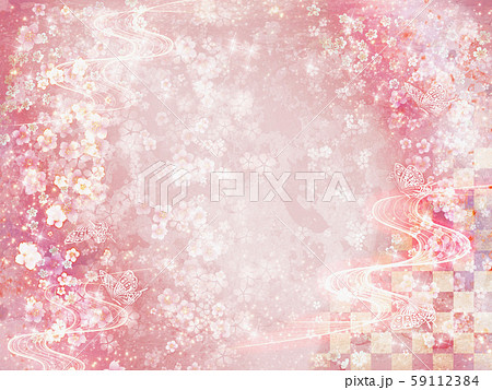 桜の舞い散るキラキラの背景 水彩画風 横のイラスト素材