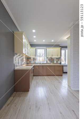 Luxury modern provence styled grey, pink and cream kitchen interior Luxury modern provence styled grey, pink and cream kitchen interior 59113123