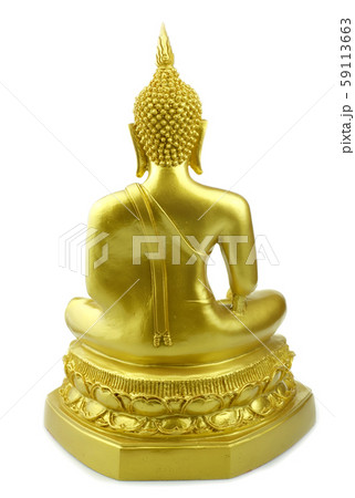 Backside Buddha statue made of gold at isolated white background Backside Buddha statue made of gold at isolated white background 59113663