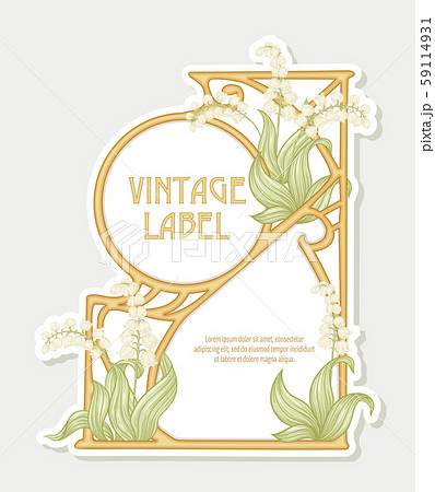 Lily of the valley. Label, decorative frame, border. 59114931