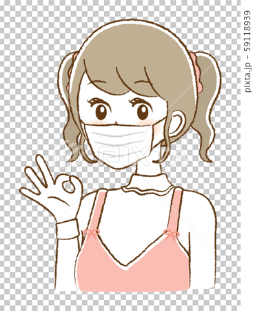 年輕女子麵具花粉症流感預防感冒預防圖 59118939