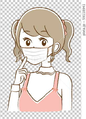 Young woman mask hay fever flu cold prevention prevention illustration 59118941