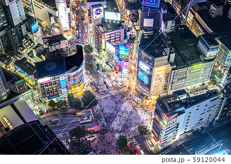 渋谷のスクランブル交差点 渋谷スクランブルスクエア 59120044