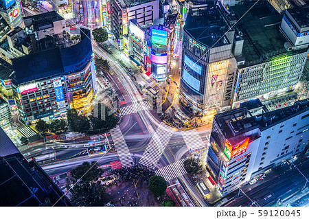 渋谷のスクランブル交差点 渋谷スクランブルスクエア 59120045