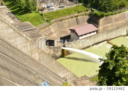 大町ダム減勢池俯瞰 大町ダム減勢池俯瞰 59123462