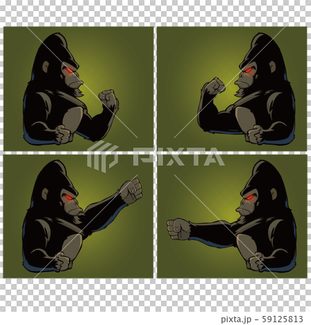 A side view of a frightening gorilla / 4 sets A side view of a frightening gorilla / 4 sets 59125813