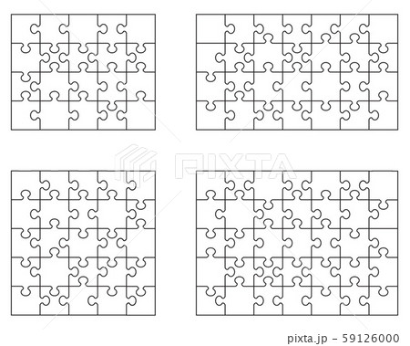 Vector illustration of four different white puzzle, separate pieces Vector illustration of four different white puzzle, separate pieces 59126000