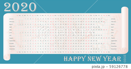 2020 wall calendar template on parchment. 12 2020 wall calendar template on parchment. 12 59126778