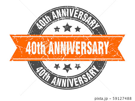 40th anniversary round stamp with orange ribbon. 40th anniversary round stamp with orange ribbon. 59127488