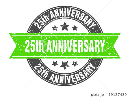 25th anniversary round stamp with green ribbon. 59127489
