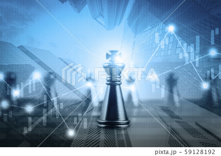 Double exposure financial market stock chart with chess board game competition, success and leadership business concept 59128192