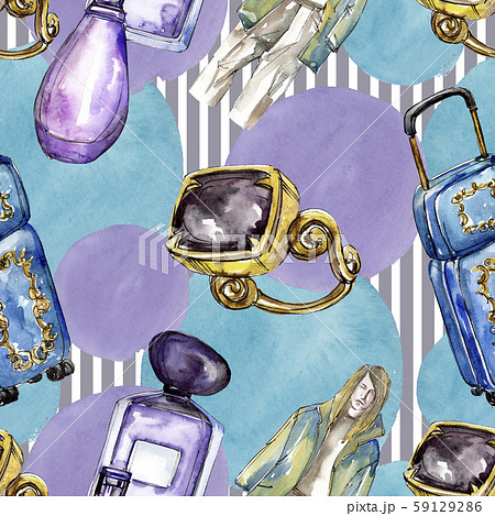 Fashionable sketch glamour illustration in a watercolor style isolated element. Seamless background Fashionable sketch glamour illustration in a watercolor style isolated element. Seamless background 59129286