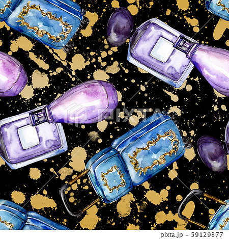 Fashionable sketch glamour illustration in a watercolor style isolated element. Seamless background Fashionable sketch glamour illustration in a watercolor style isolated element. Seamless background 59129377