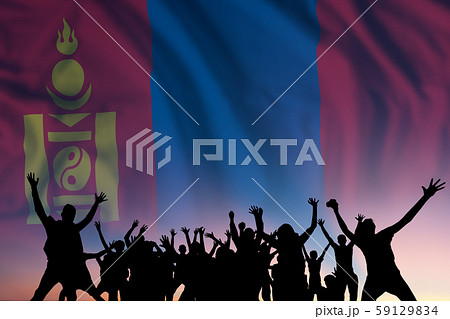 People and flag on day of Mongolia People and flag on day of Mongolia 59129834