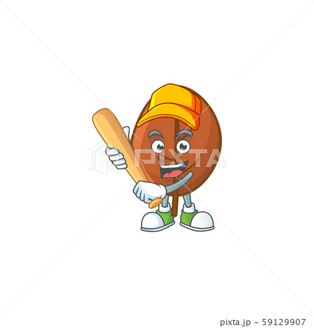 brown autumn leaves isolated with playing baseball mascot 59129907