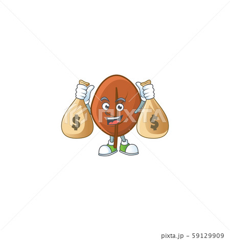 brown autumn leaves isolated with holding money bag mascot 59129909