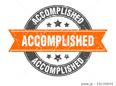 accomplished round stamp with orange ribbon. 59130644