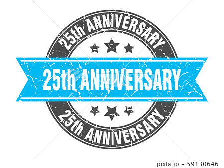 25th anniversary round stamp with turquoise 59130646