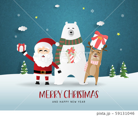 Merry Christmas and Happy new year greeting card 59131046