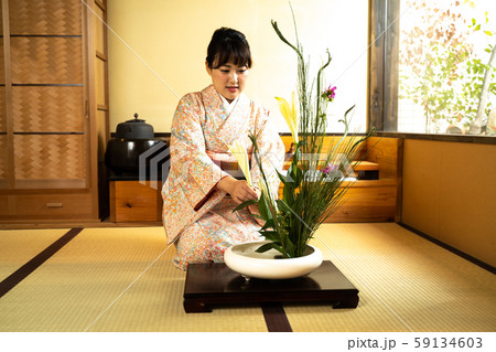 花を活ける女性 59134603