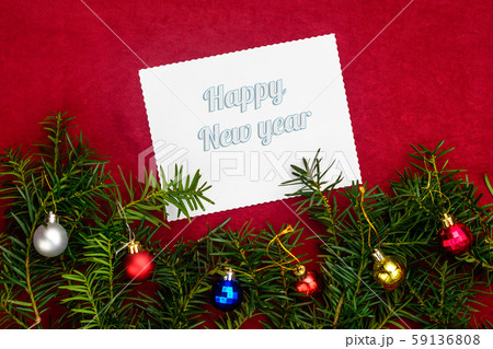 Inscription Happy New Year on red background with Inscription Happy New Year on red background with 59136808