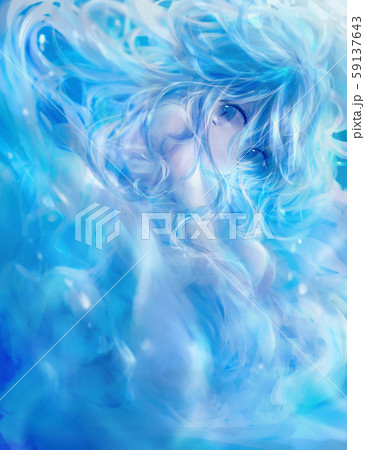 【淡い青色】水の中の幻想少女 59137643