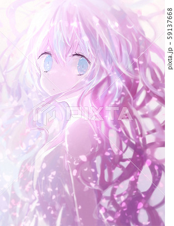 桜の妖精の可憐な少女のイラスト素材