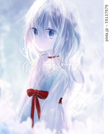 Pale White Fantastic Blue Eyed Girl Stock Illustration