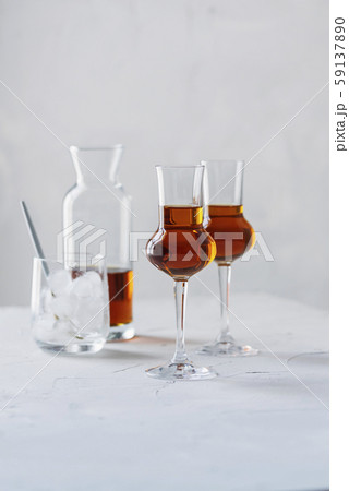 A shot of a strong ligueur with ice A shot of a strong ligueur with ice 59137890