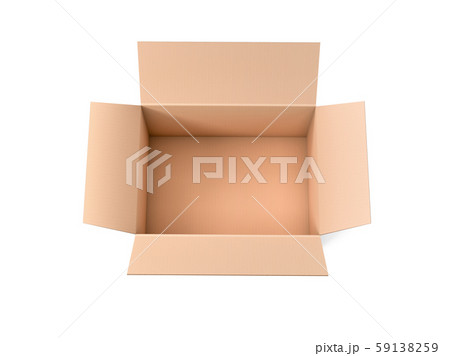 Open brown corrugated carton box. Big shipping packaging. Empty container. 3d rendering illustration 59138259