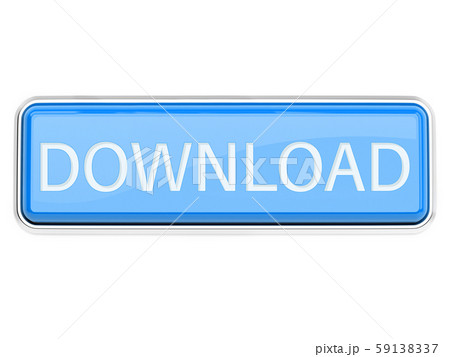 Download button. Blue square icon with chrome frame. 3d rendering illustration isolated 59138337
