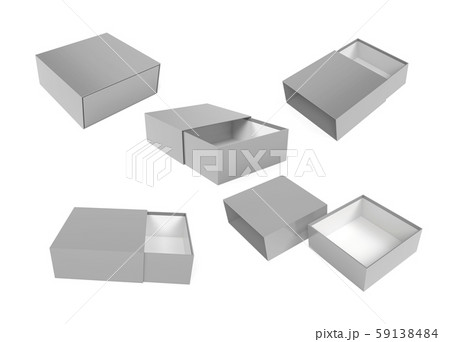 Slider box. Gray blank open box mock up. 3d rendering illustration 59138484