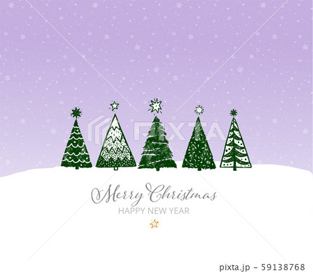 Green christmas tree on night sky background with snowflakes 59138768