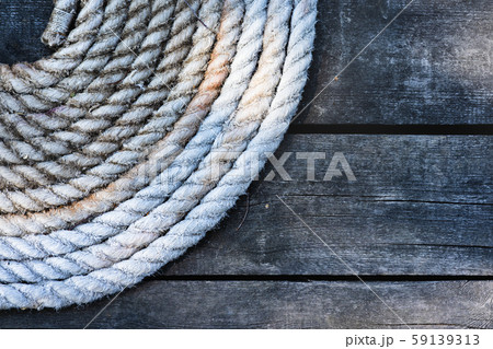 Rope on a yacht with wooden details Rope on a yacht with wooden details 59139313