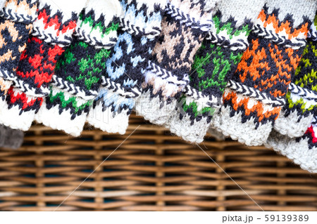 Knitted wool bright products at the fair Knitted wool bright products at the fair 59139389
