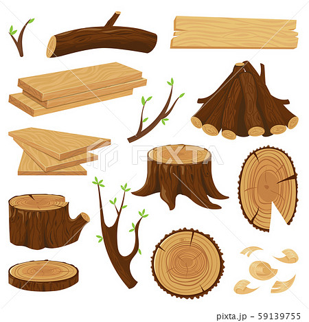 Timber Wood Trunk Stacked Firewood Logging のイラスト素材