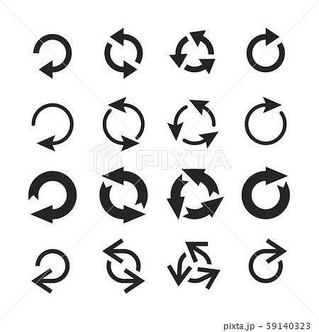 Circle arrow icon. Round arrows, circular pointing sign and circles button vector icons set 59140323