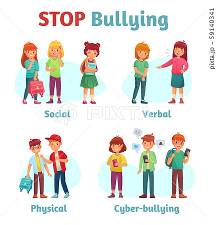 Stop school bullying. Aggressive teen bully, schooler verbal aggression and teenage violence or Stop school bullying. Aggressive teen bully, schooler verbal aggression and teenage violence or 59140341