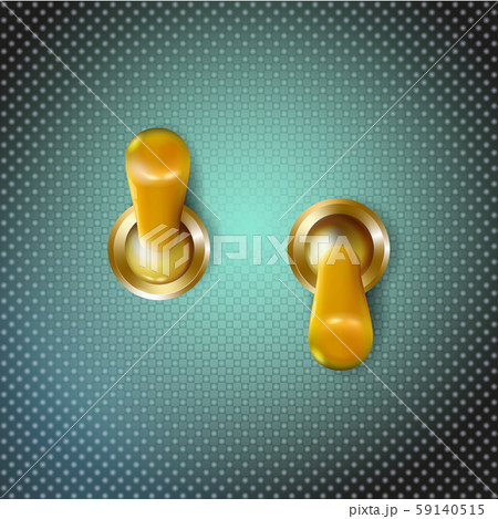 Set Realistic 3d golden toggle switches 59140515