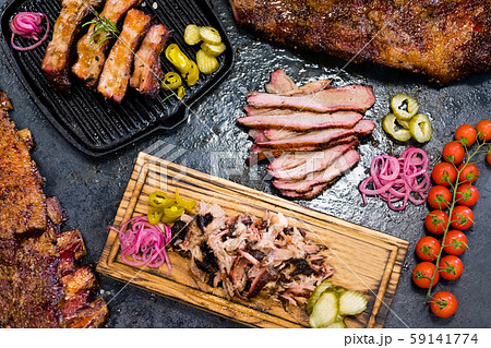 smoked meat assortment beef brisket pulled pork 59141774