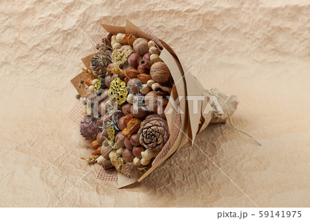 Unique bouquet of different types of nuts as an original gift 59141975