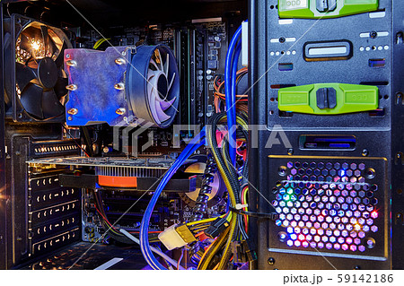 Coolers and heatsink inside the computer system unit. Coolers and heatsink inside the computer system unit. 59142186