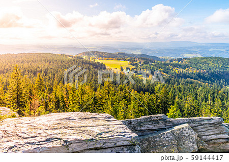 Lookout point on White Rock, Czech: Bila Skala, near Prichovice in Jizera Mountains, Czech Republic Lookout point on White Rock, Czech: Bila Skala, near Prichovice in Jizera Mountains, Czech Republic 59144417