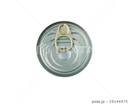 Metallic can with a key opener isolated on white 59144475